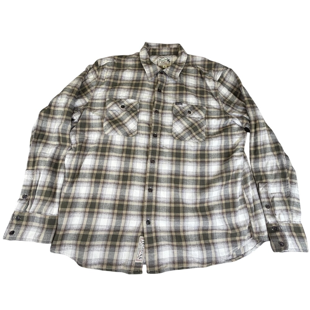Tecovas Flannel Shirt Mens XL Green Plaid Long Sleeve Button Front Western